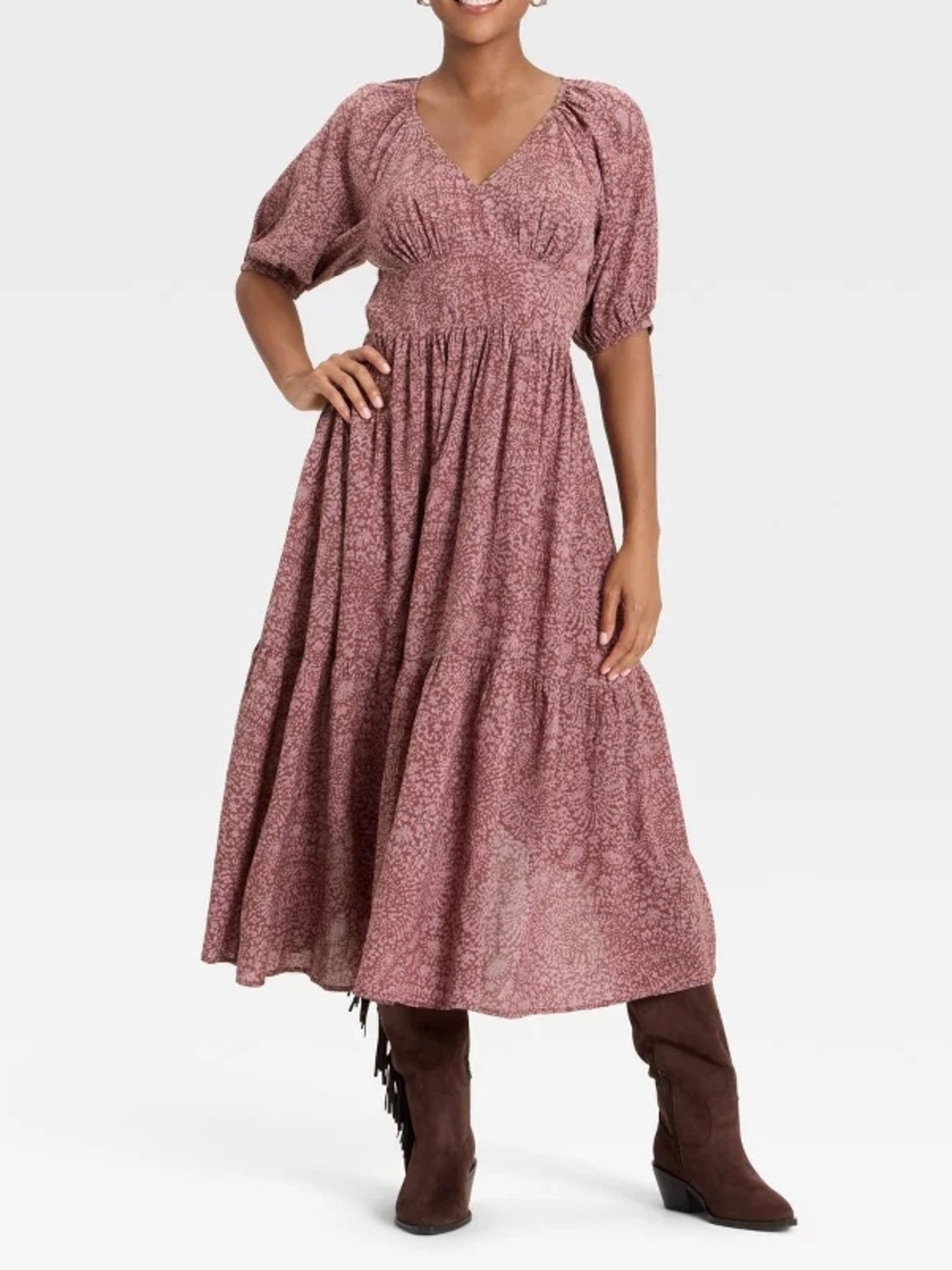 Universal Thread Women's Puff Elbow Sleeve Maxi A-Line Dress Size Medium